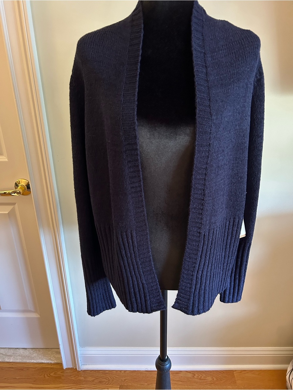 Cyrus Navy Open-Front Knit Cardigan